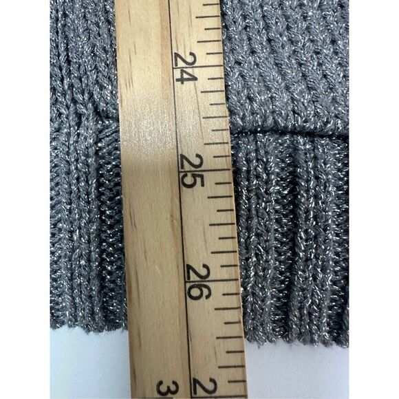 J.Crew Metallic Silver Knit Sweater Cardigan Shiny Glam Pockets V Neck Sz M - Picture 9 of 11